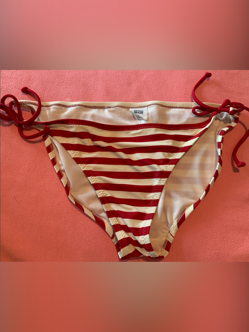 Converse One Star Red & White Striped Bikini Bottom Size XL